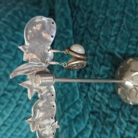 Vtg 1991 SEAGULL Pewter Signed Earring Tree Holder Stand Moon and Stars - Picture 4 of 9